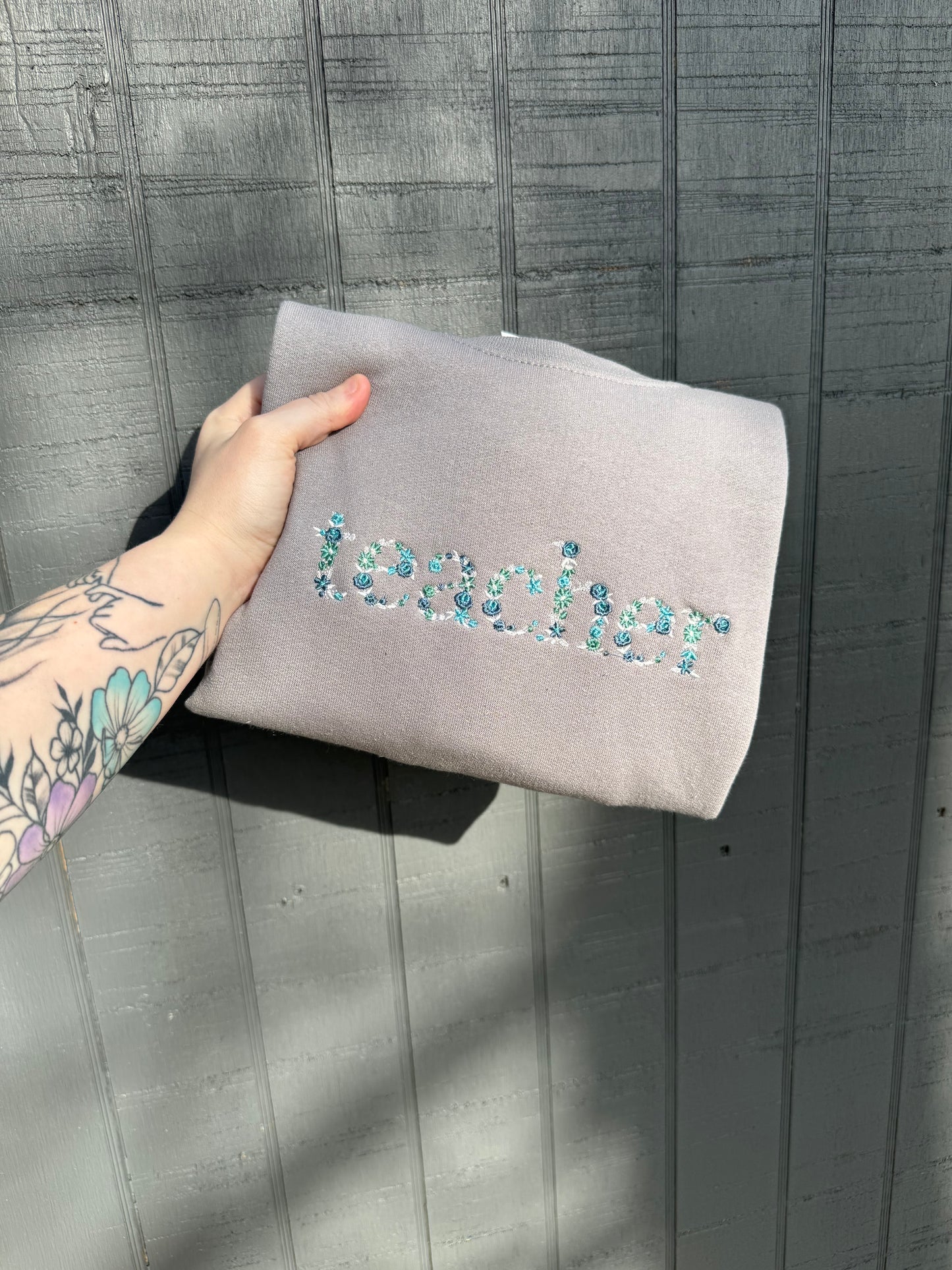 Teacher floral embroidery