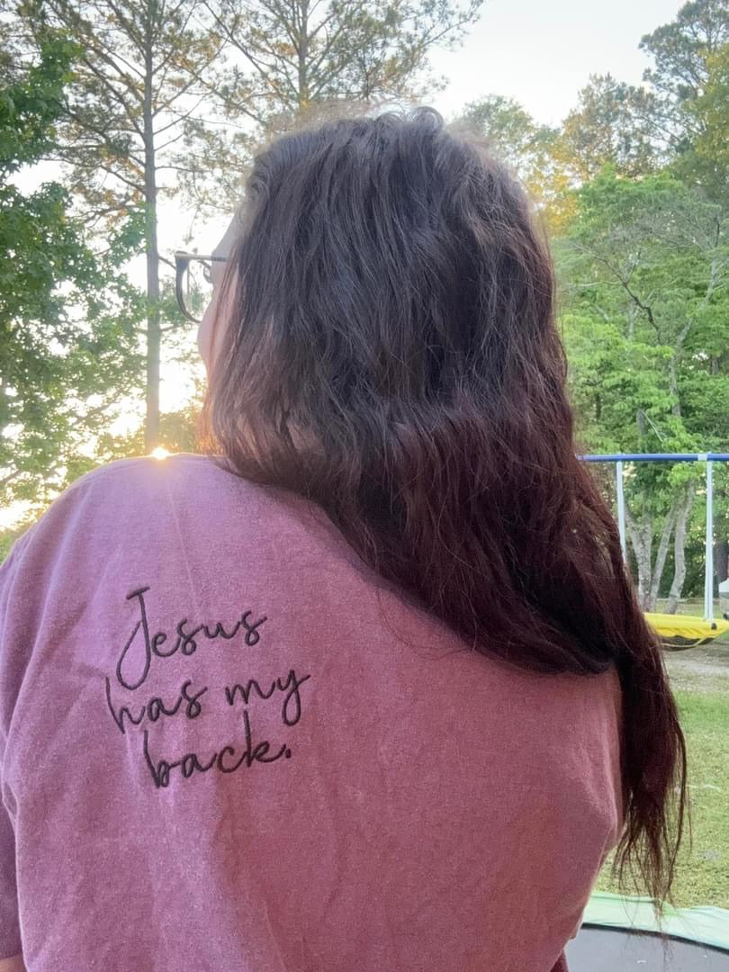 Jesus has my back embroidery