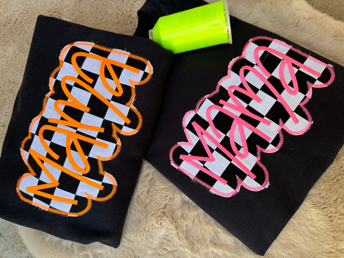 Mama neon checkered