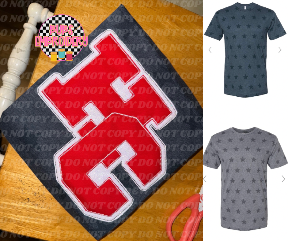 HC applique star tee shirt (Adult and Youth sizes)
