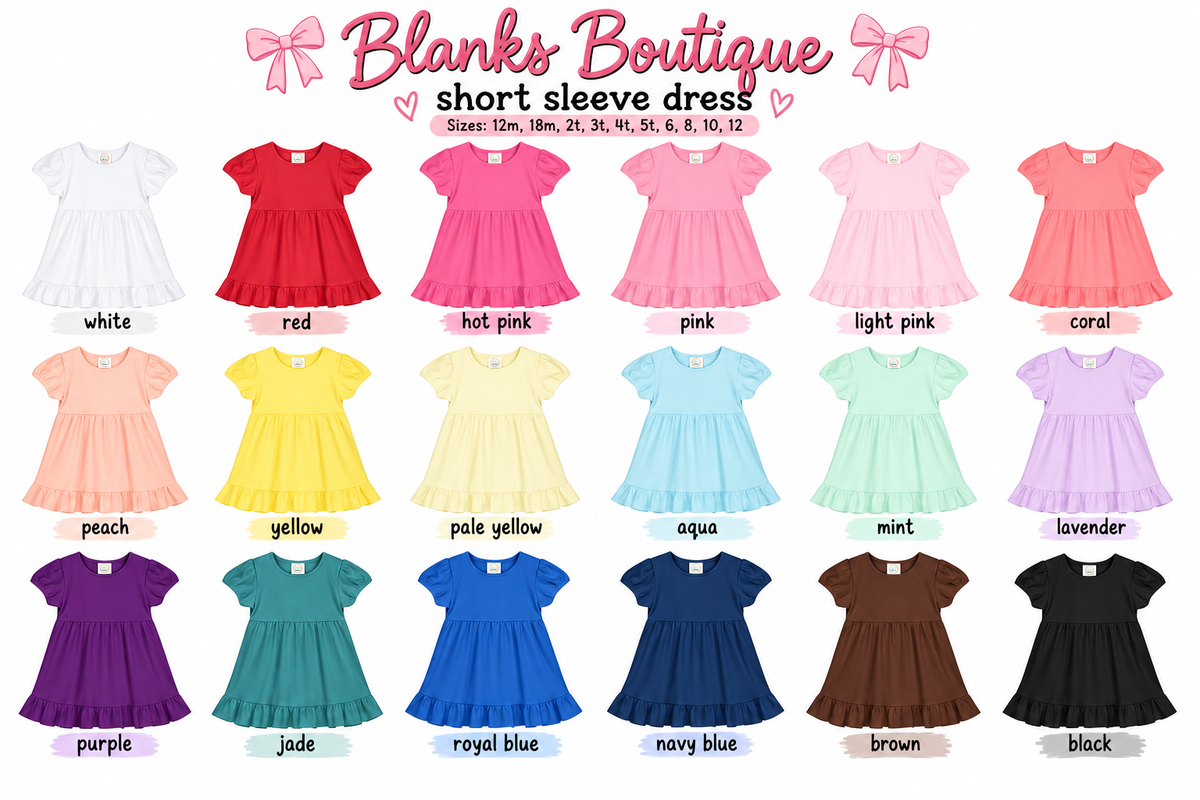 Custom 1-2 word short or long sleeve ruffle dress