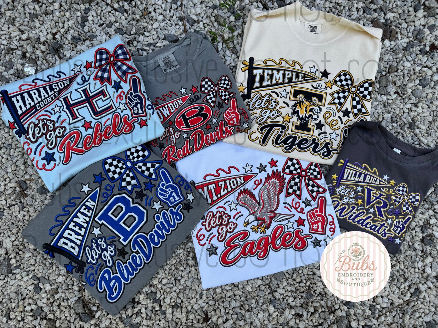 Faux embroidery CUSTOM school spirit (dtf transfer)