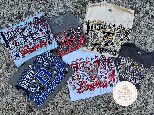 Faux embroidery CUSTOM school spirit (dtf transfer)