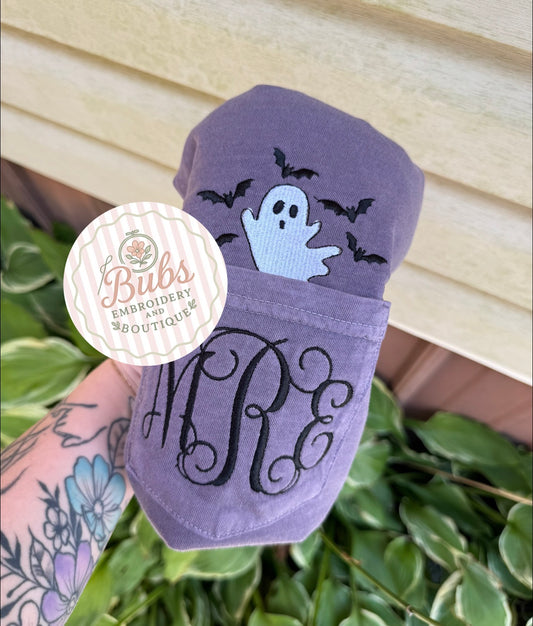 Ghost, Bats, and initials pocket comfort color tee