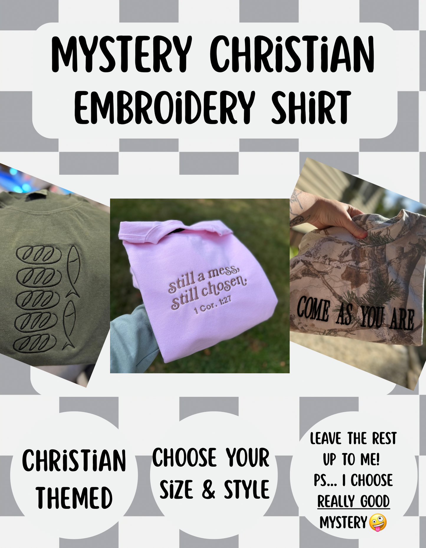 Mystery Christian/Jesus Embroidery shirts (2t-3xl)