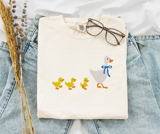 Duck and babies embroidery