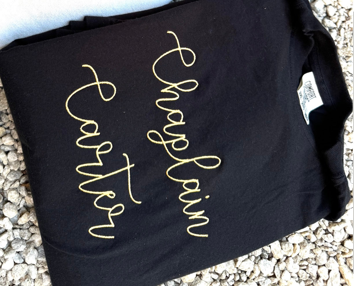 Custom name cursive chaplain