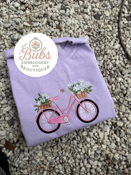 Spring bike embroidery