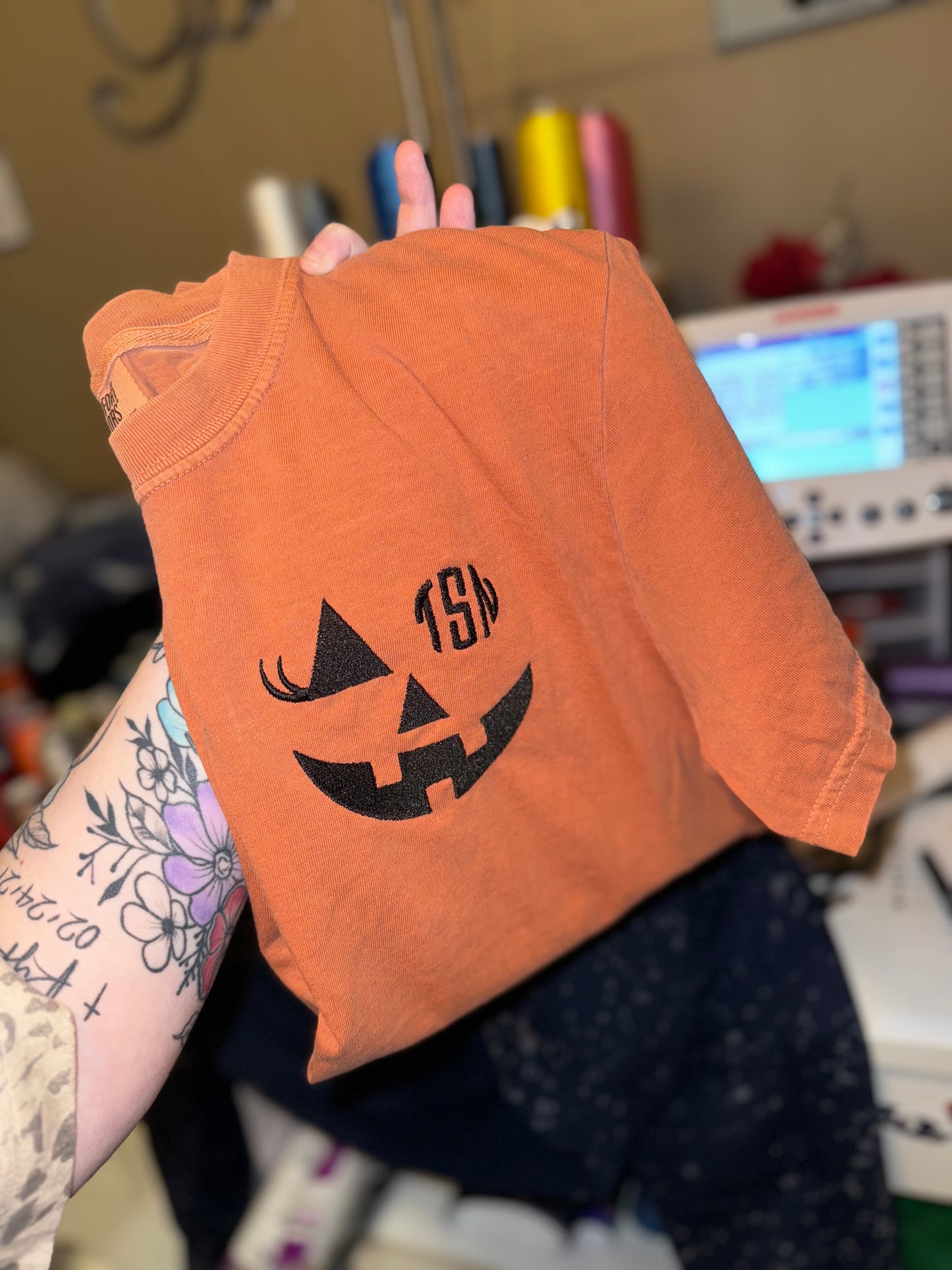 Pumpkin face monogram