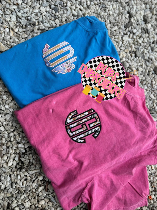 Appliqué initial tees (youth & adult)