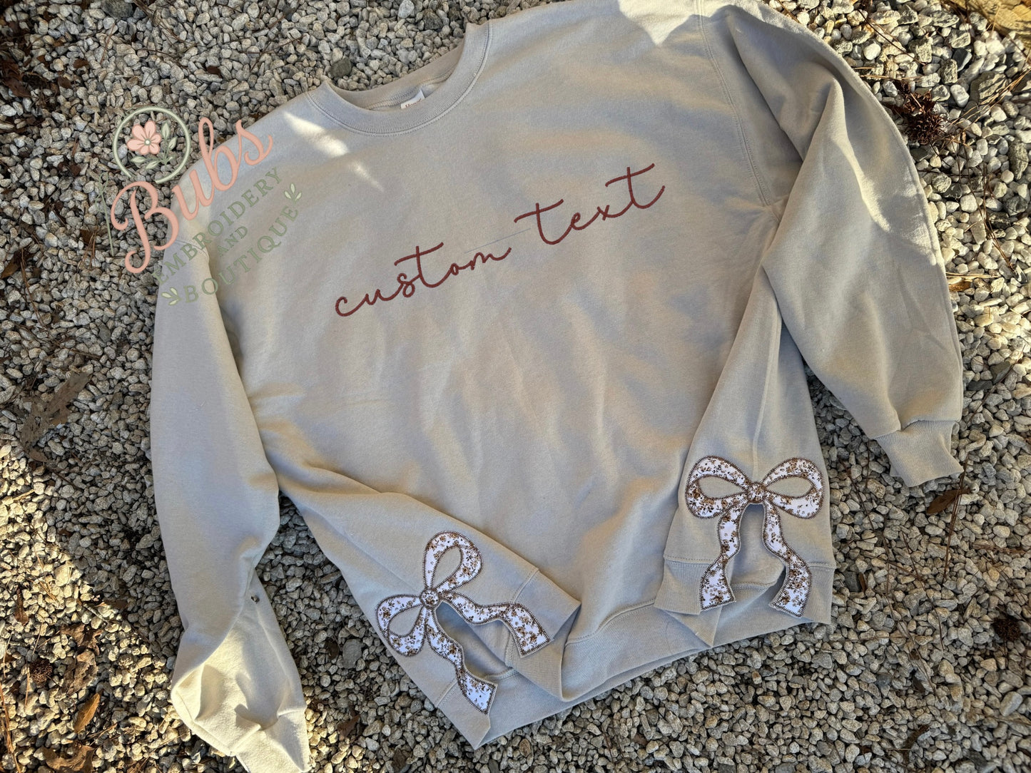 Custom word/saying Sweatshirt with side bows