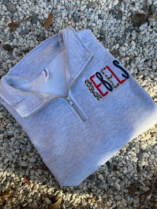 Leopard rebels pocket 1/4 zips and crews