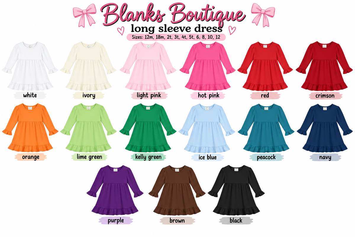 Custom 1-2 word short or long sleeve ruffle dress