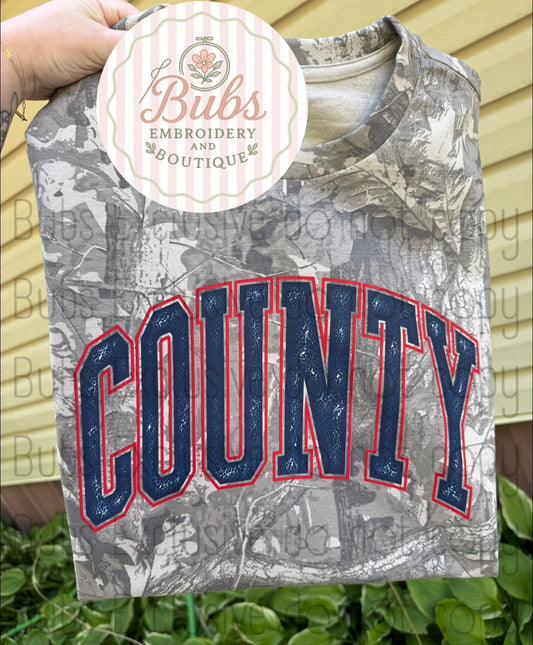 County/rebels camo tee dtf transfer