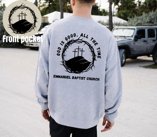 Men’s Emmanuel Baptist church sports grey shirt