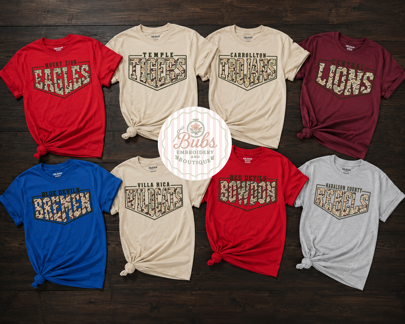 Camo diamond school spirit dtf shirt (customs available)