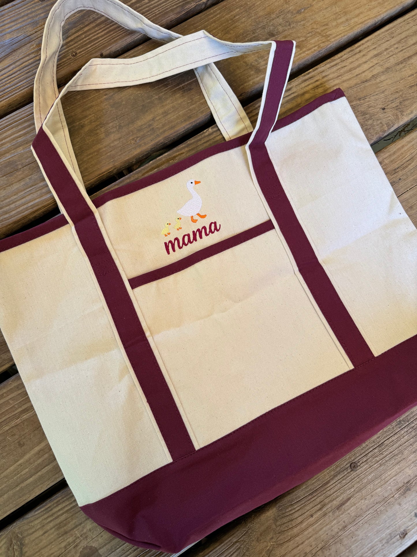 Oversized tote bag goose and babies (up to 5 babies and custom name)