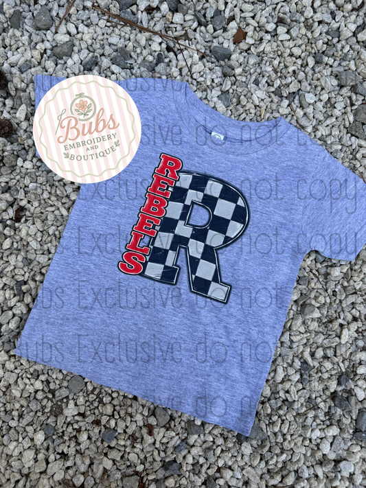 Checkered school spirit WITHOUT STARS AND BOWS  (customs available)