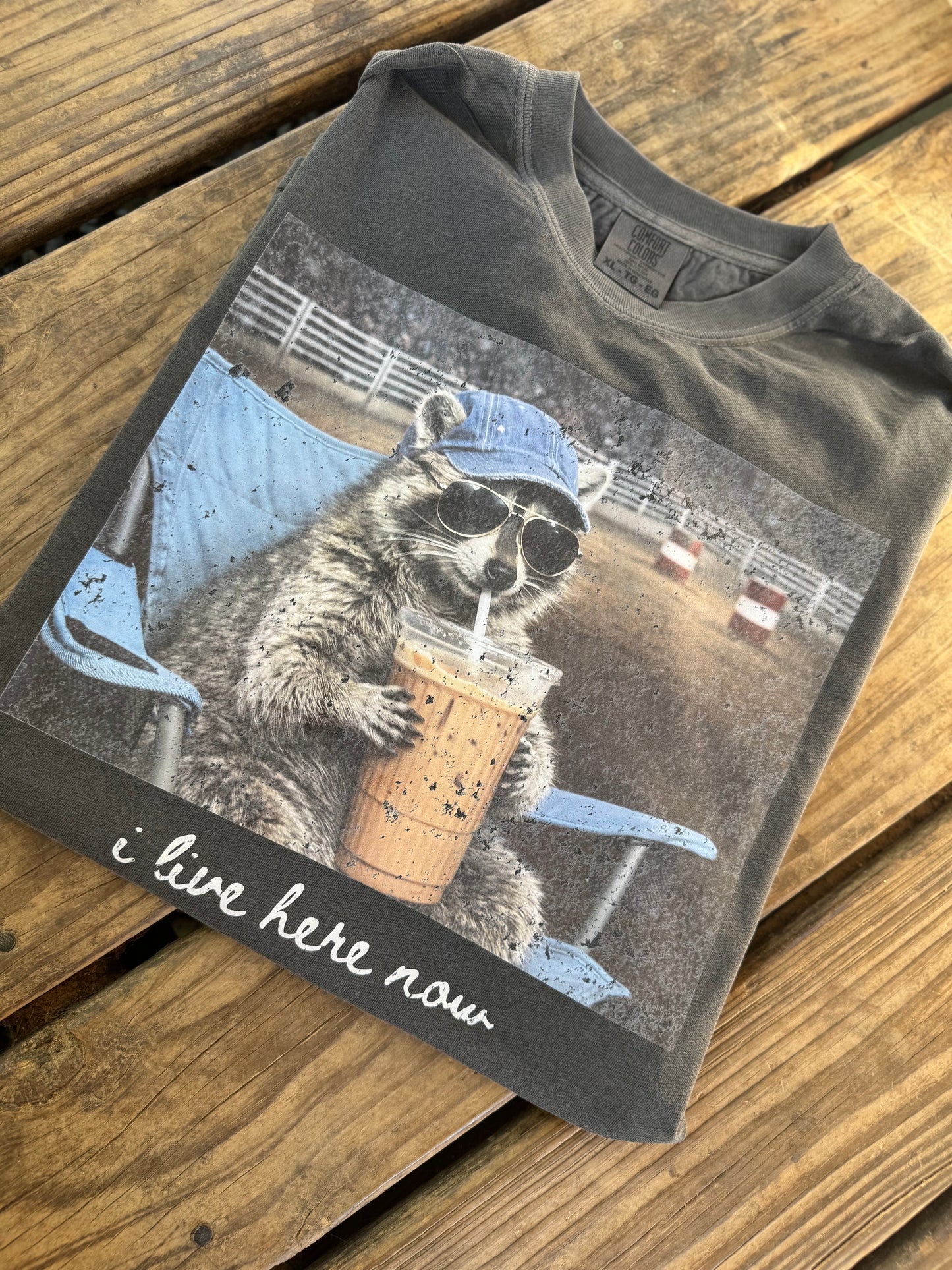 RODEO I live here now raccoon (dtf transfer)