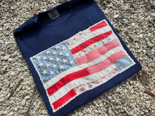 Patchwork flag faux embroidery (dtf transfer)
