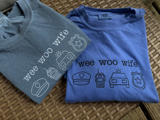 Wee woo wife embroidery