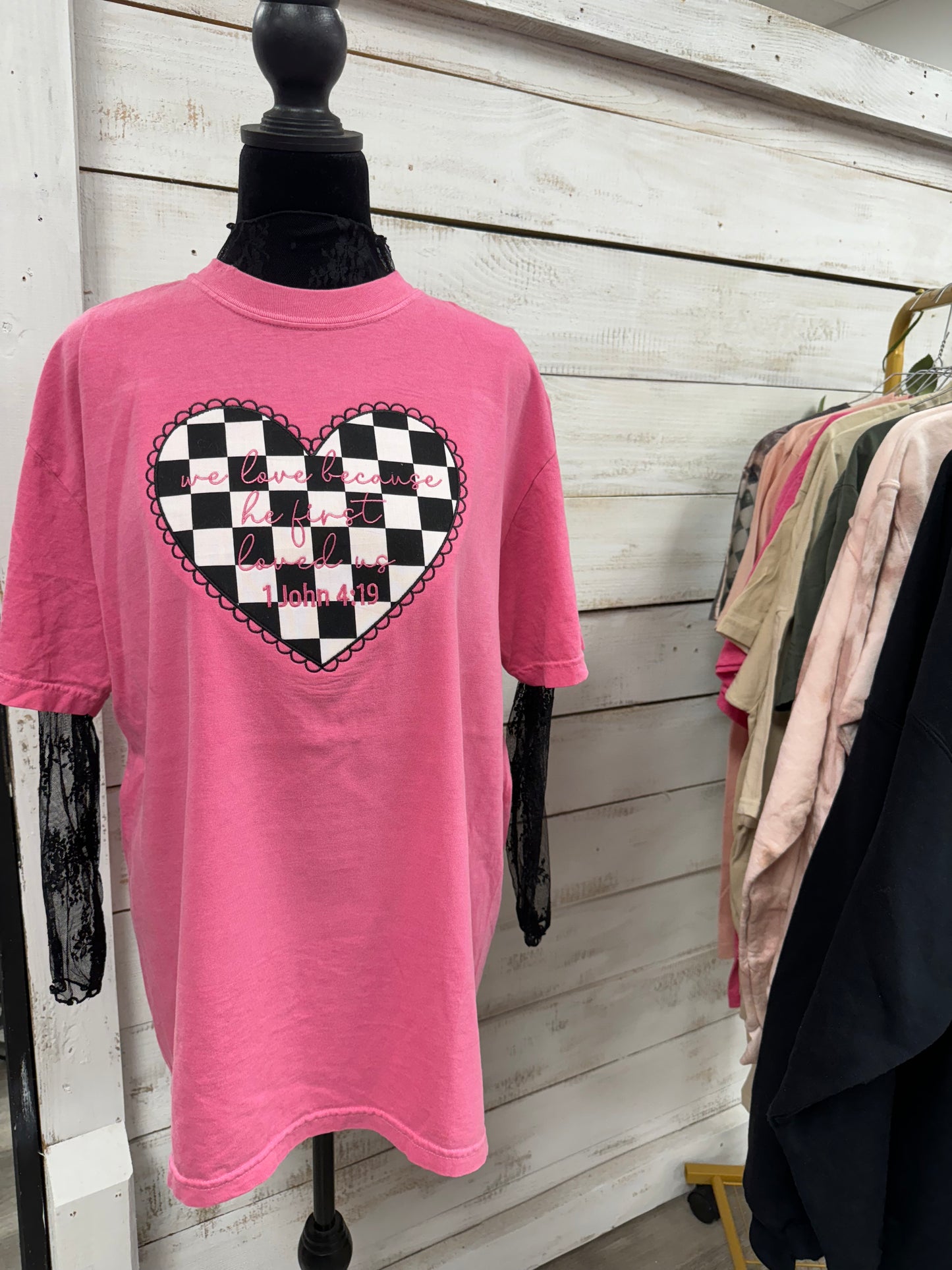 He first loved us embroidery