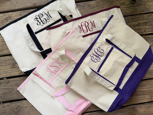 Oversized custom monogram tote bag