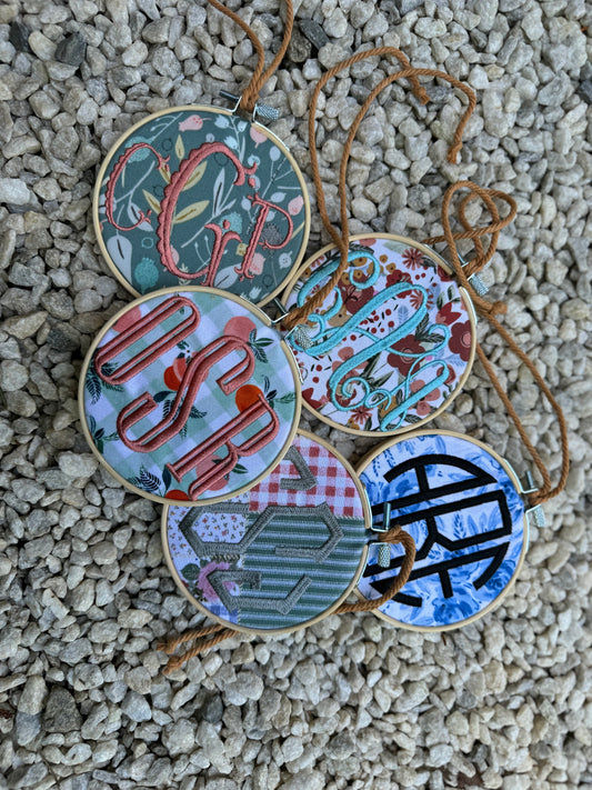 Monogram car mirror hangers