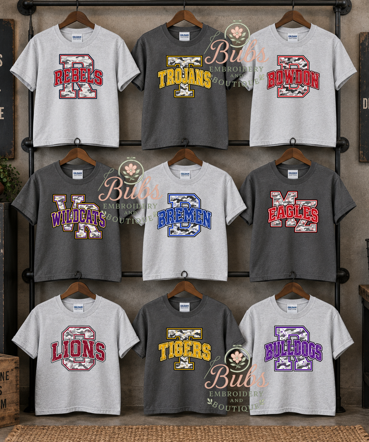 White camo varsity school spirit dtf transfer (CUSTOMS AVAILABLE) (Copy)