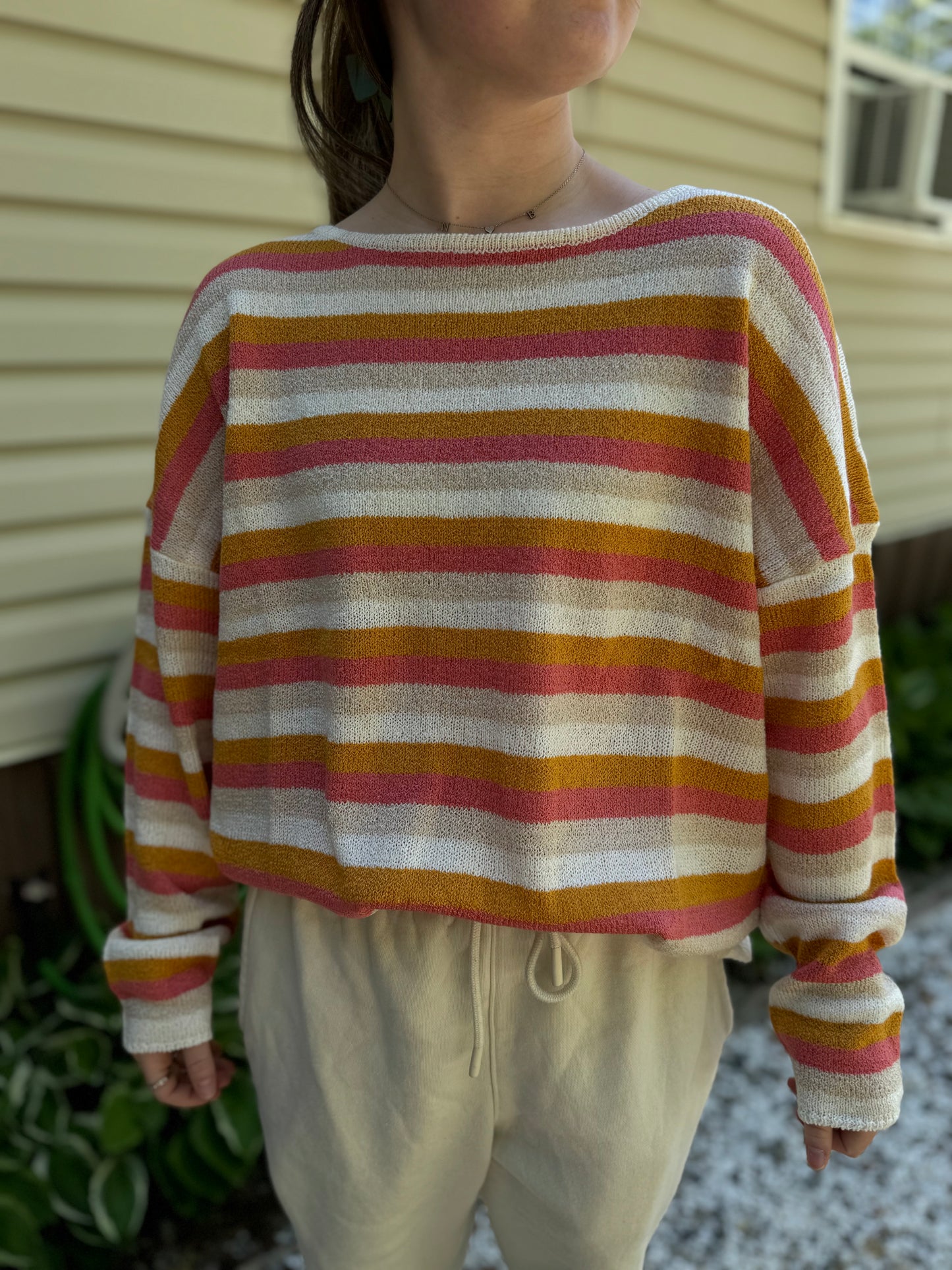 ** The Pink Place** summer stripe light weight sweater