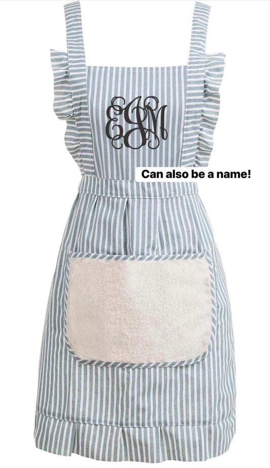 Monogrammed ruffle apron