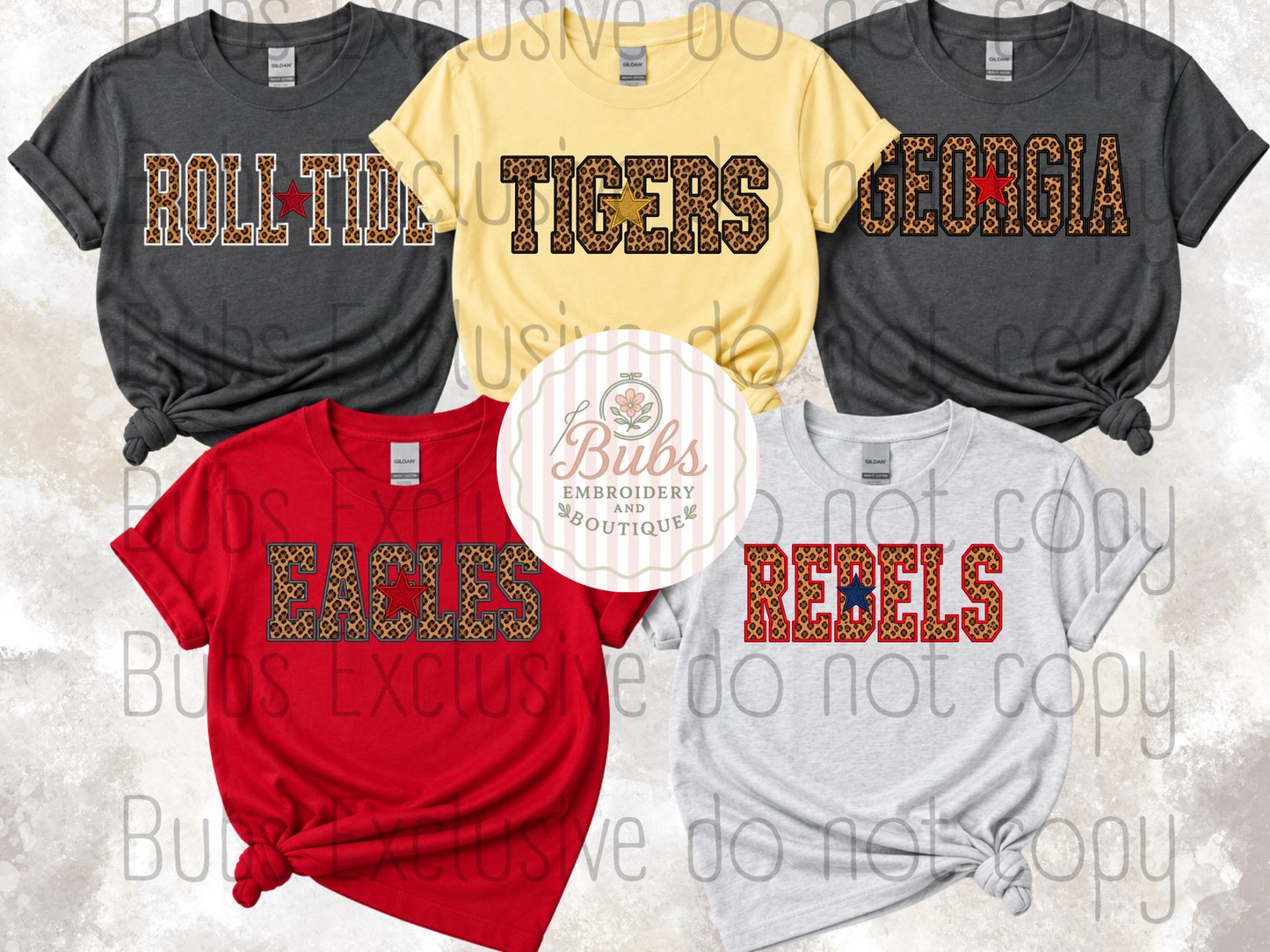 Leopard/Star School/Team spirit dtf shirt (customs available)