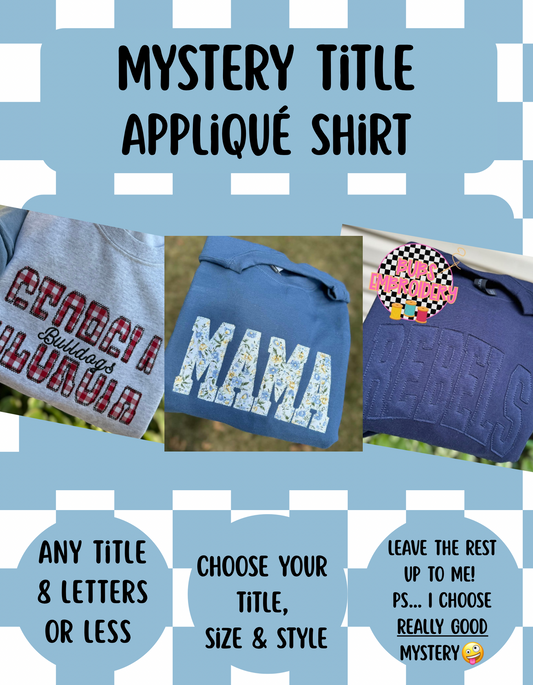 Mystery appliqué title Embroidery shirts (2t-3xl)