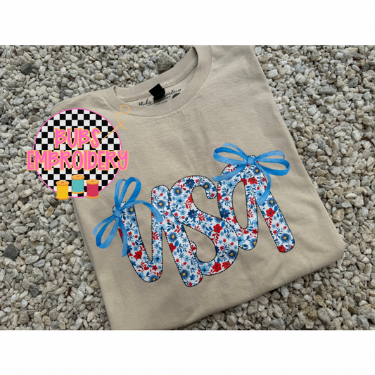 Floral USA dtf transfer graphic tee