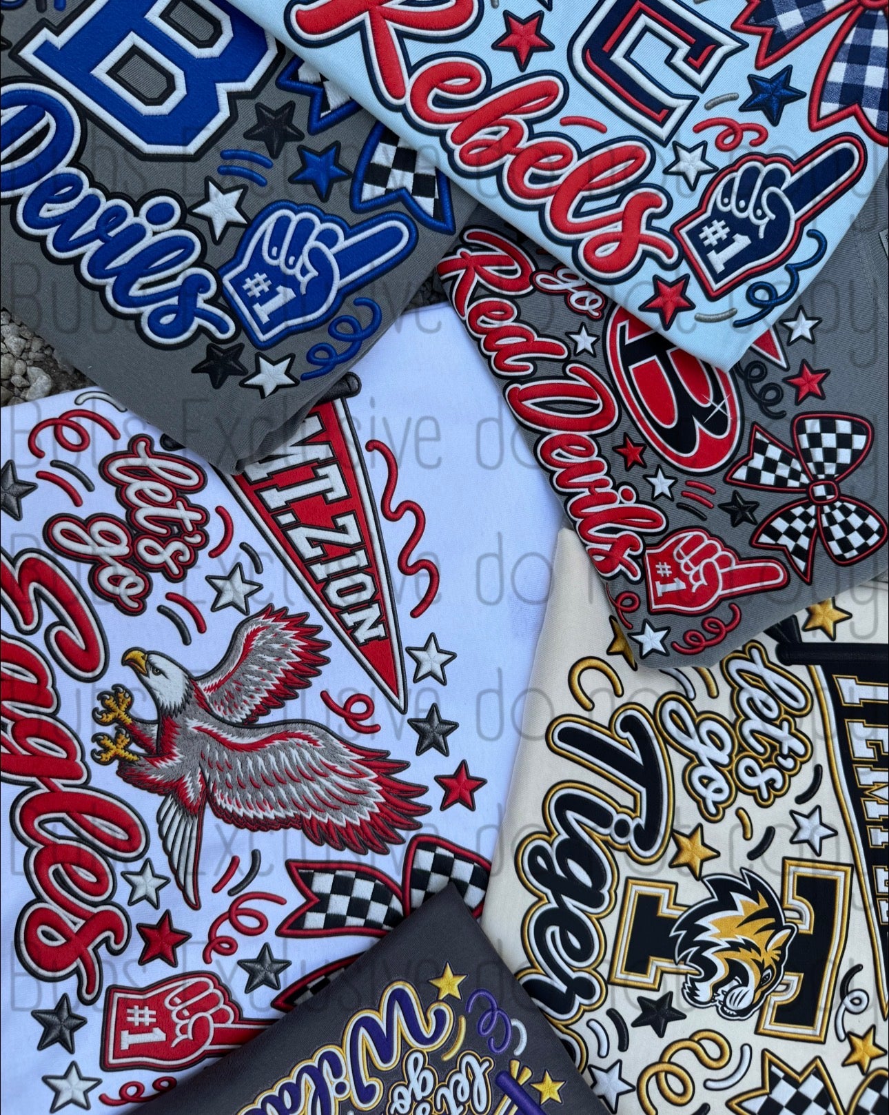 Faux embroidery CUSTOM school spirit (dtf transfer)