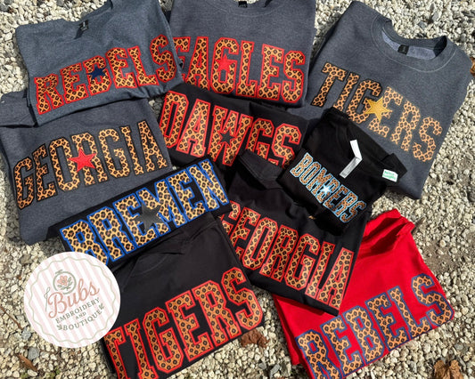 Leopard/Star School/Team spirit dtf shirt (customs available)