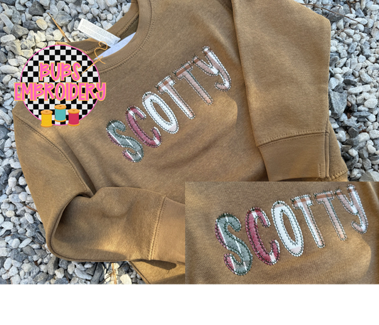 Plaid Christmas appliqué name or title