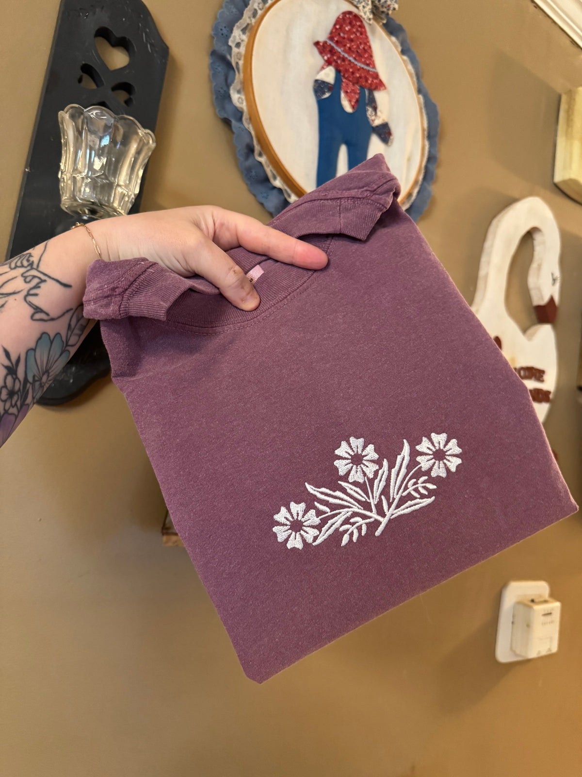 Corningware flower embroidery