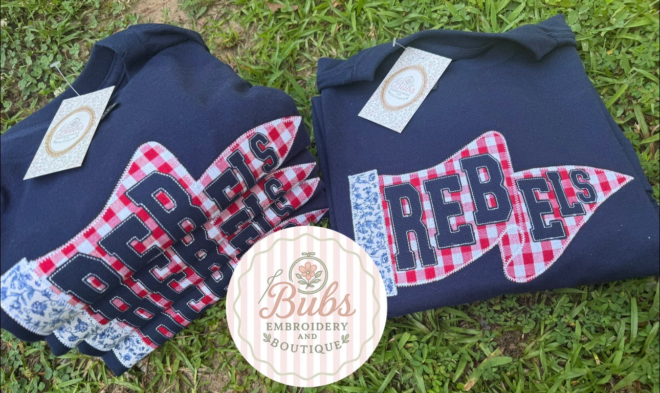 Rebels pendant flag applique embroidery