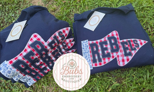 Rebels pendant flag applique embroidery