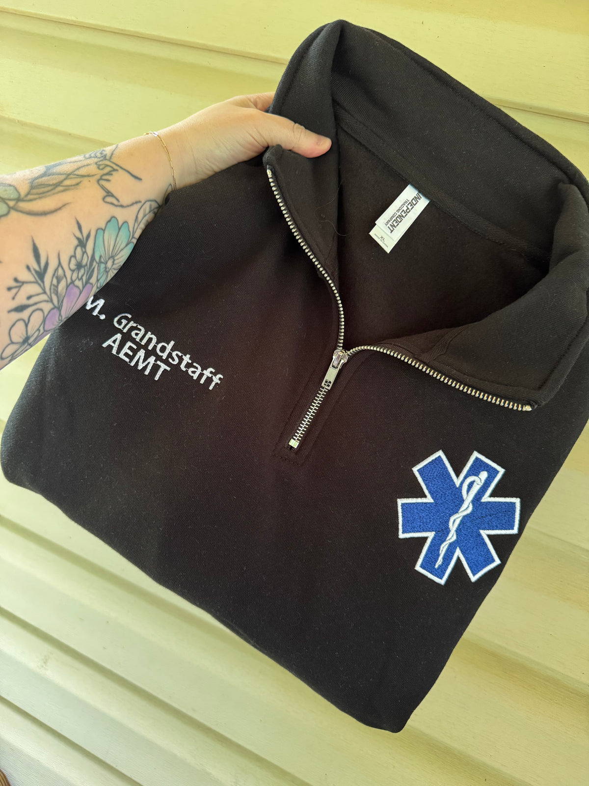 EMT/Custom name quarter zip Embroidery