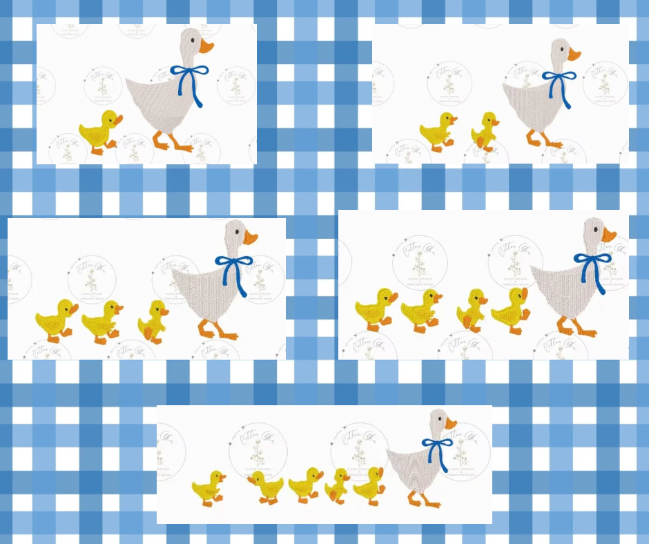 Duck and babies embroidery
