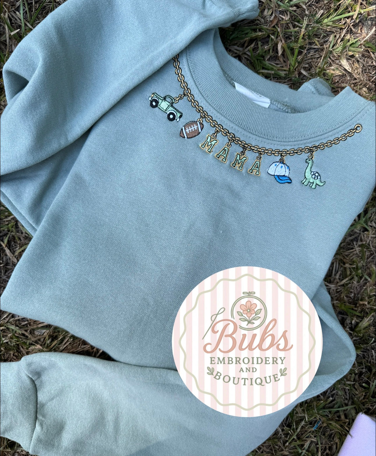 Boy mama Embroidery necklace