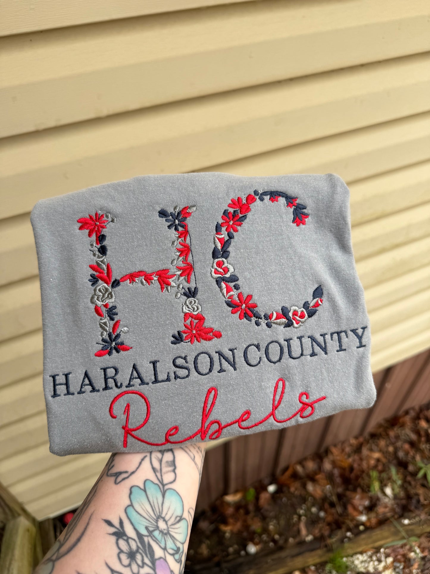 Floral HC Haralson County Rebels embroidery