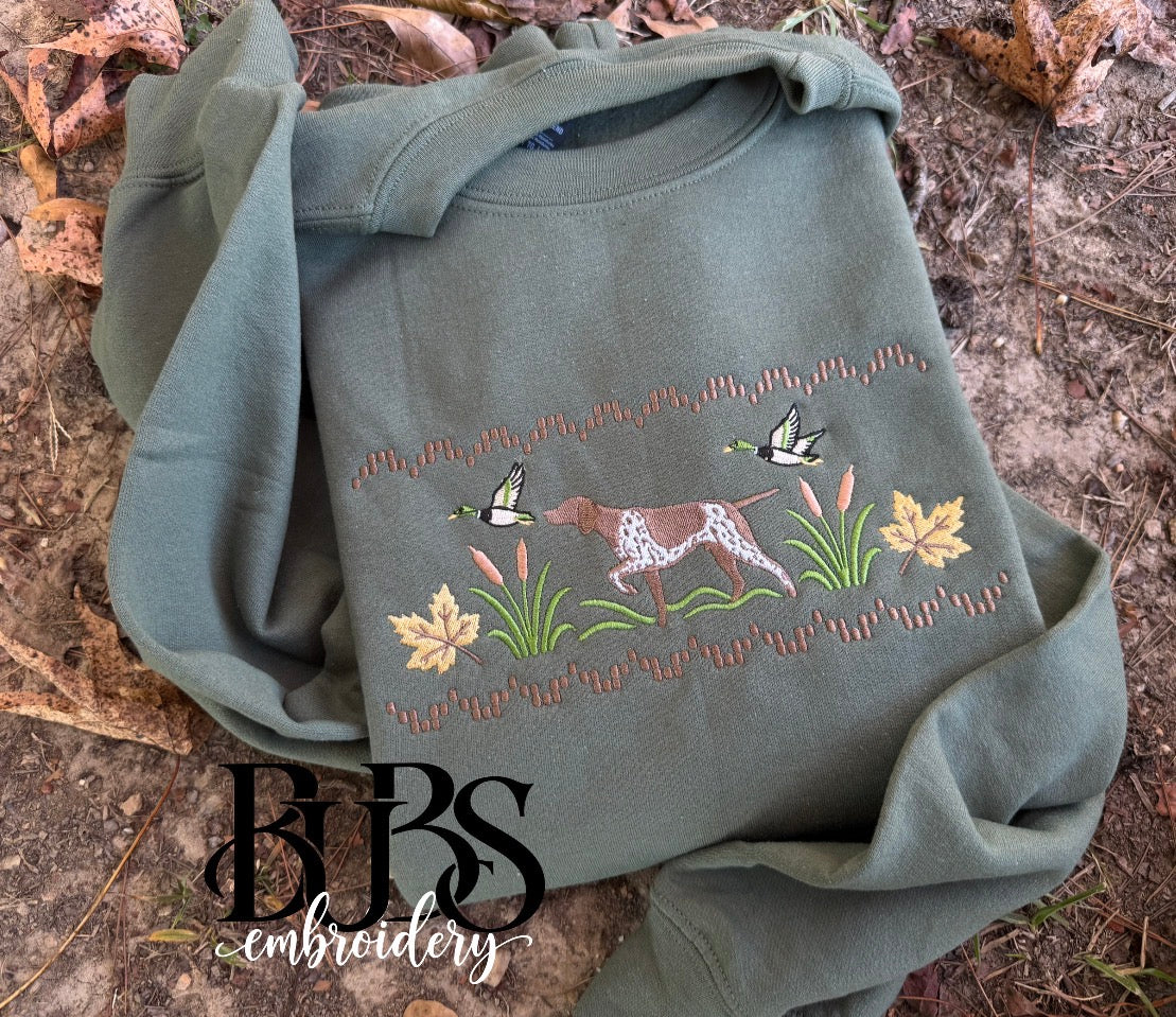 Ducks and dogs embroidery